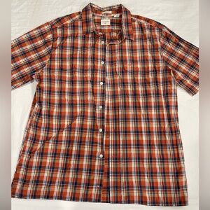 Dockers Orange and Blue Plaid button down Shirt